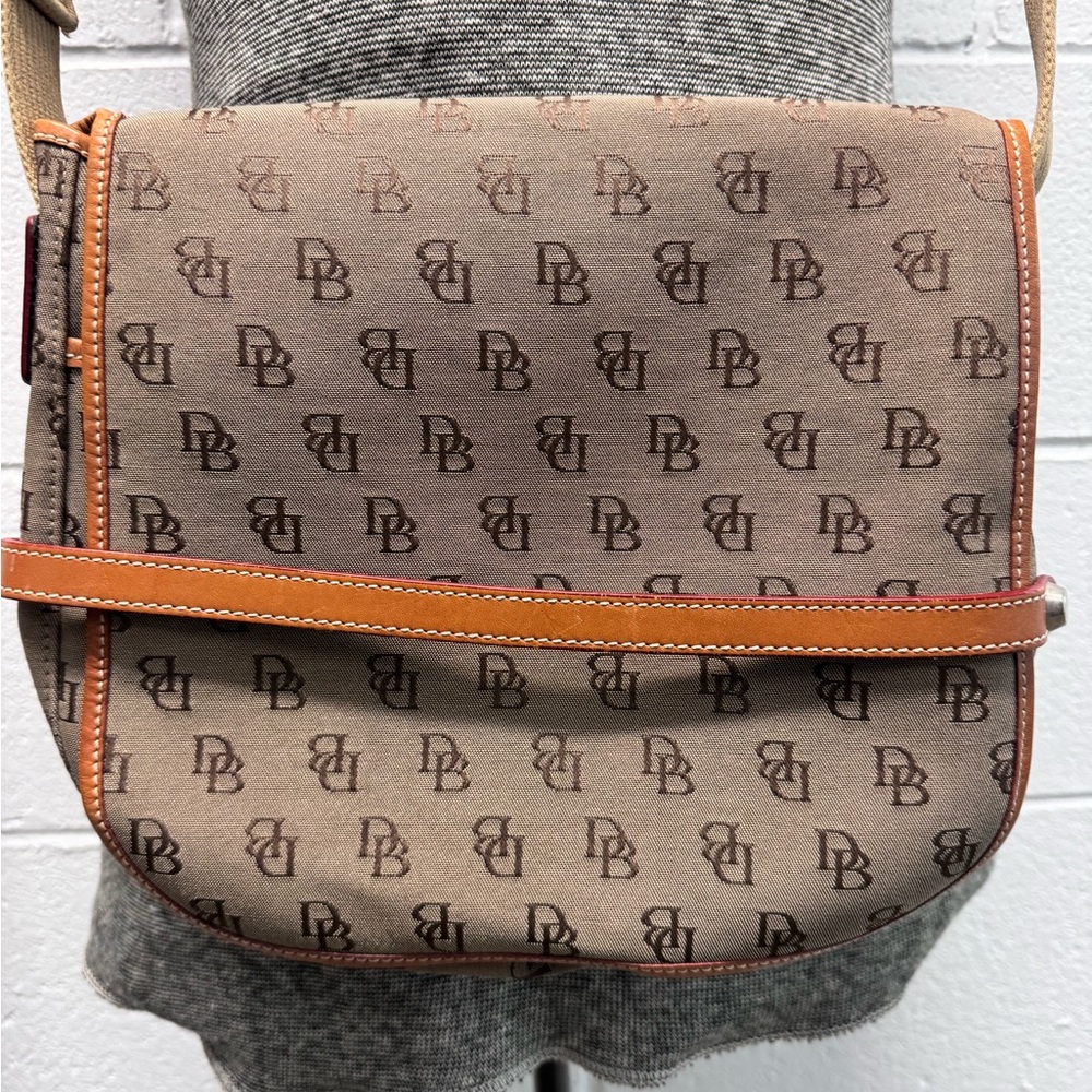 Designer-Style Tan/Brown Monogram Messenger Bag